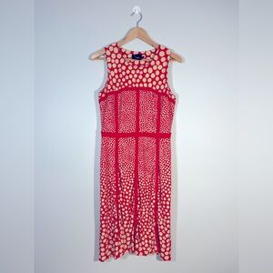 Just Taylor Red and Cream Sheath Midi Dress Sleeveless Scoop Neck Size 10